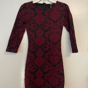 F21 Red Lace Long Sleeve Dress Small
